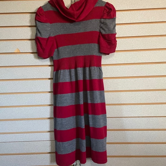 NWTS Takeout XL Pink Gray Striped Cowl Neck‎ Short Sleeve Sweater Dress - Picture 7 of 8